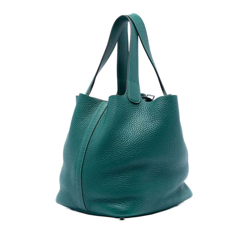 Hermès Clemence Picotin Lock 22 Green Leather Very good condition - Back View