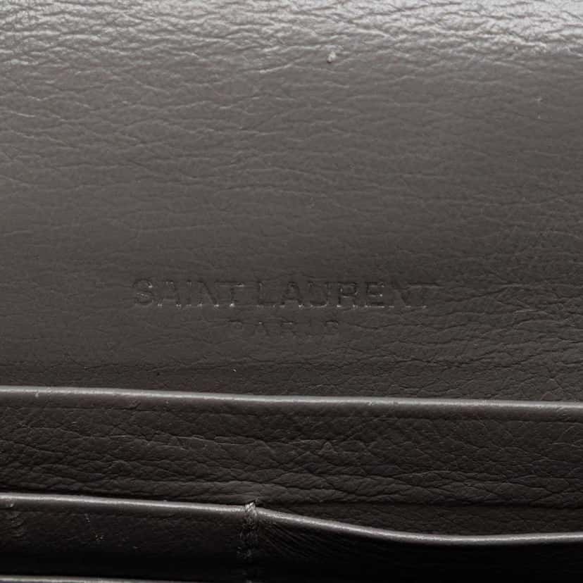 Saint Laurent Croc Embossed Leather Monogram Kate Tassel Wallet on Chain Grey Leather Very good condition - Box View