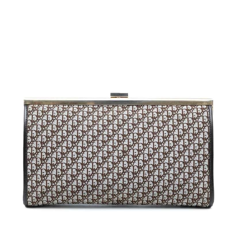 Dior Diorissimo Trotter Canvas Clutch Brown Canvas Very good condition - Front View