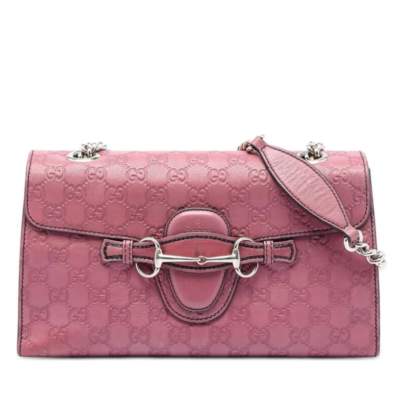 Gucci Medium Guccissima Emily Shoulder Bag Pink Leather Very good condition - Front View