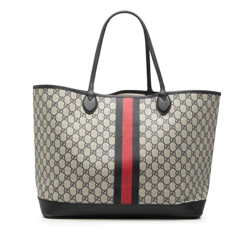 Gucci Large GG Supreme Web Ophidia Shopper Tote Beige Canvas Very good condition - Front View