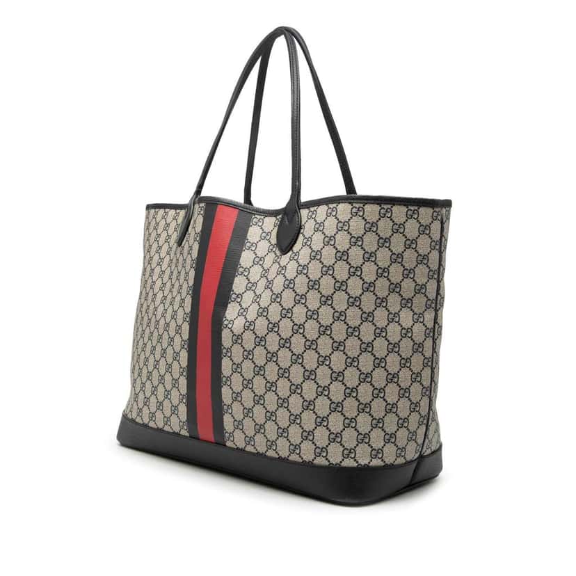 Gucci Large GG Supreme Web Ophidia Shopper Tote Beige Canvas Very good condition - Back View