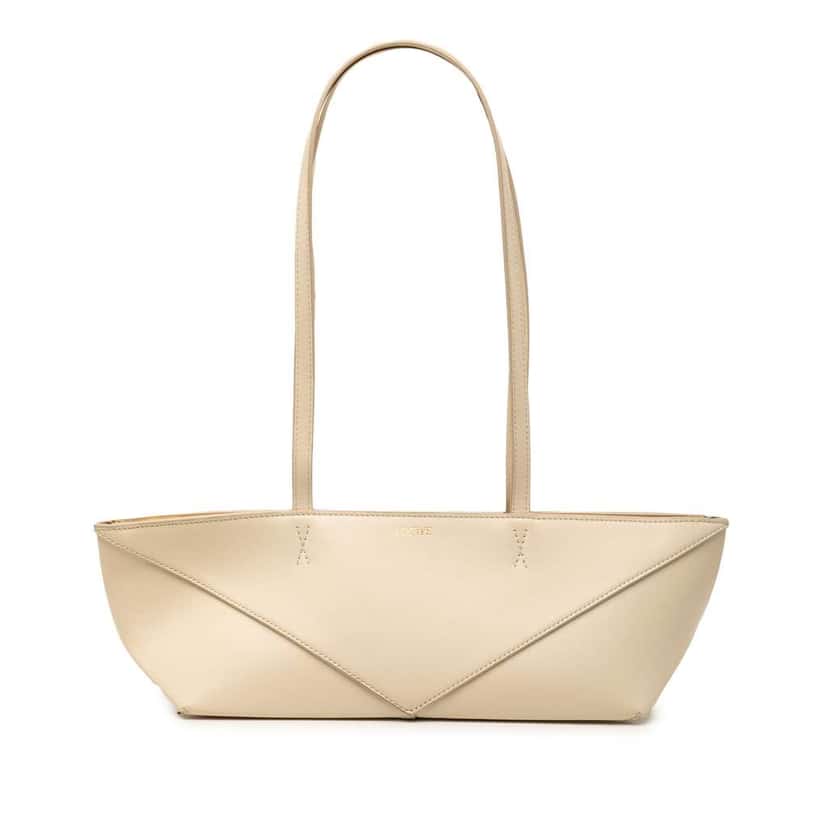 Loewe Calfskin Cropped Puzzle Fold Shoulder Bag Brown Leather Very good condition - Front View