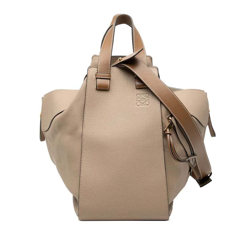 Loewe Medium Grained Calfskin Hammock Satchel Beige Leather Very good condition - Front View