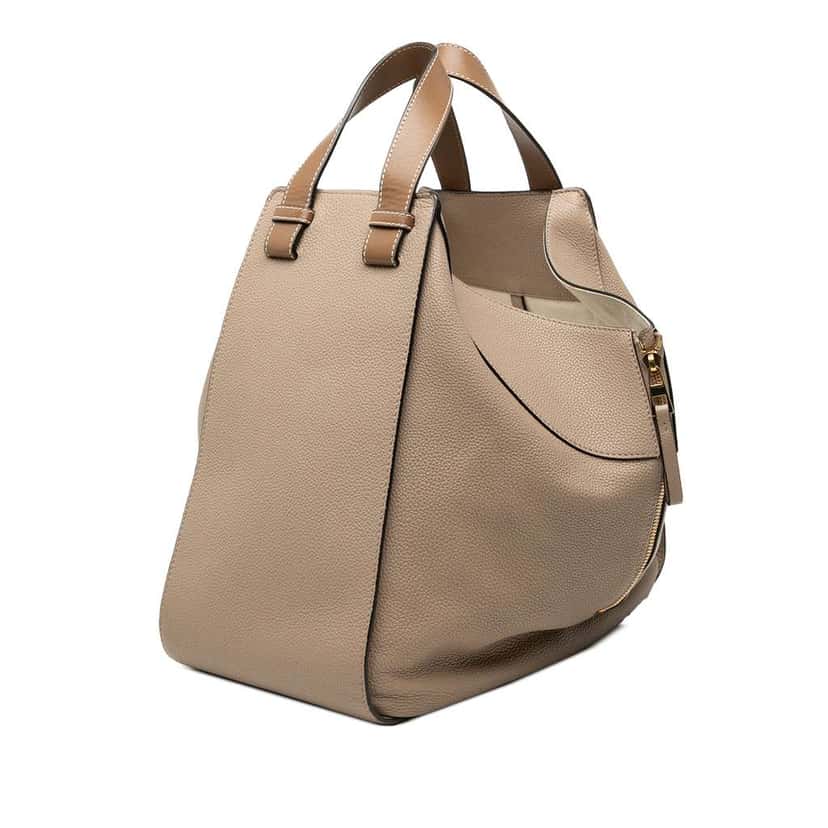 Loewe Medium Grained Calfskin Hammock Satchel Beige Leather Very good condition - Back View