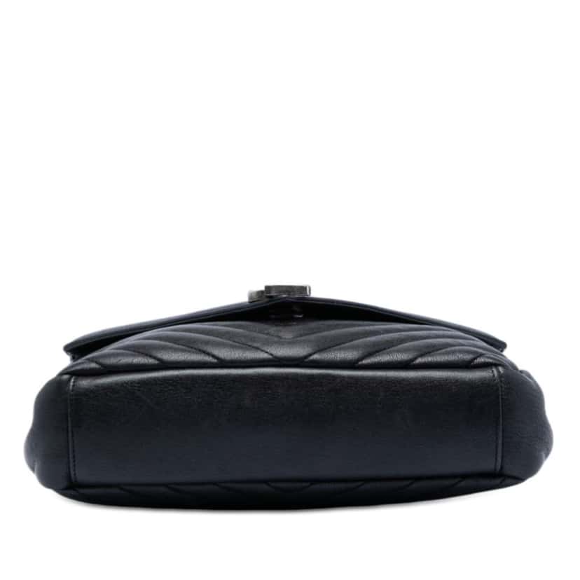 Saint Laurent Medium Chevron Sheepskin Monogram College Satchel Black Leather Very good condition - Inside View