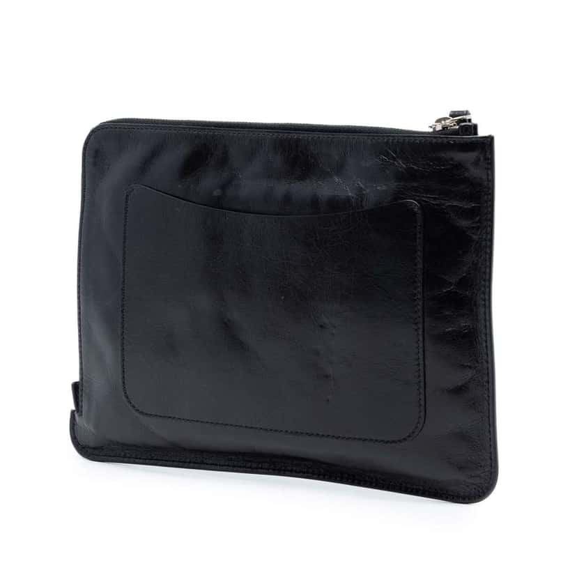 Chanel Distressed Calfskin Je Ne Suis Pas En Solde Clutch Black Leather Very good condition - Back View