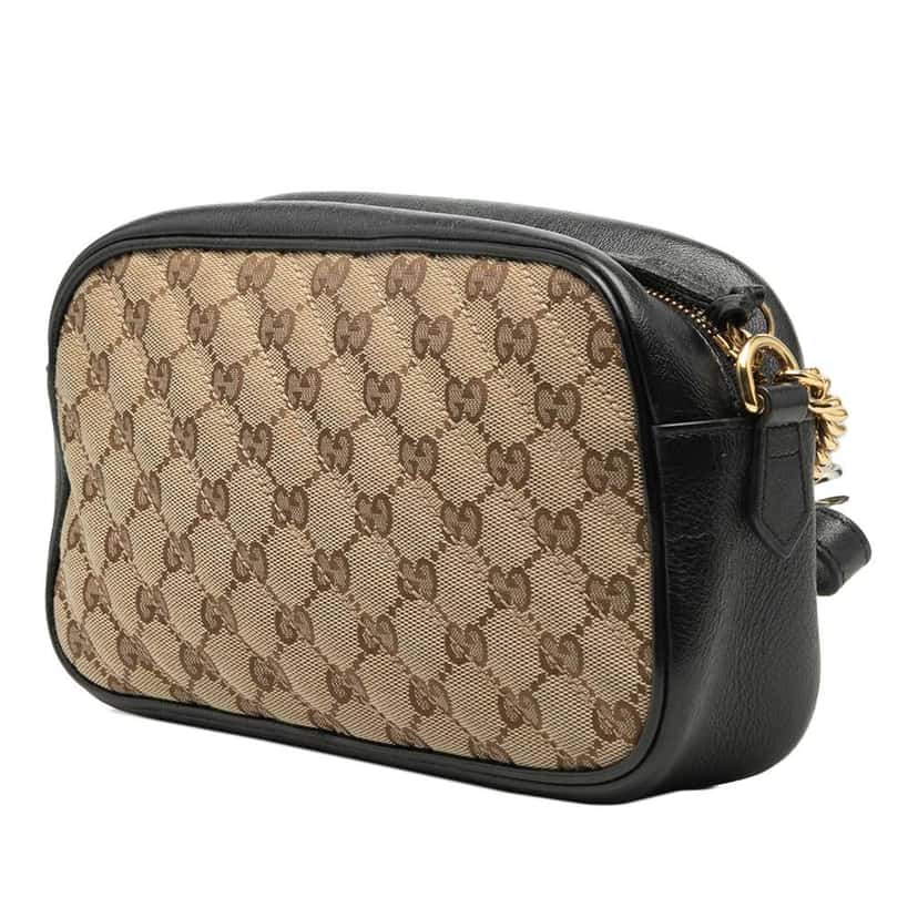 Gucci Small GG Marmont Matelasse GG Canvas and Leather Crossbody Beige Canvas Very good condition - Back View