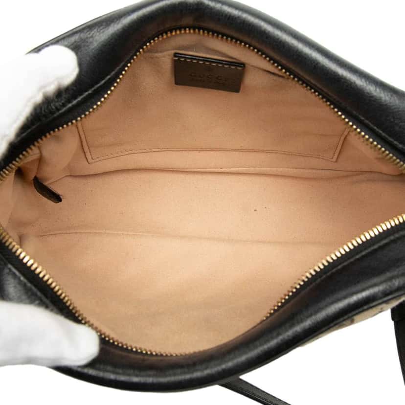 Gucci Small GG Marmont Matelasse GG Canvas and Leather Crossbody Beige Canvas Very good condition - Model View