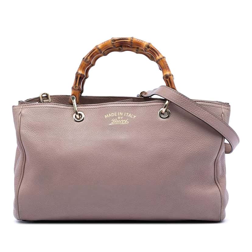 Gucci Medium Calfskin Bamboo Shopper Satchel Brown Leather Very good condition - Front View