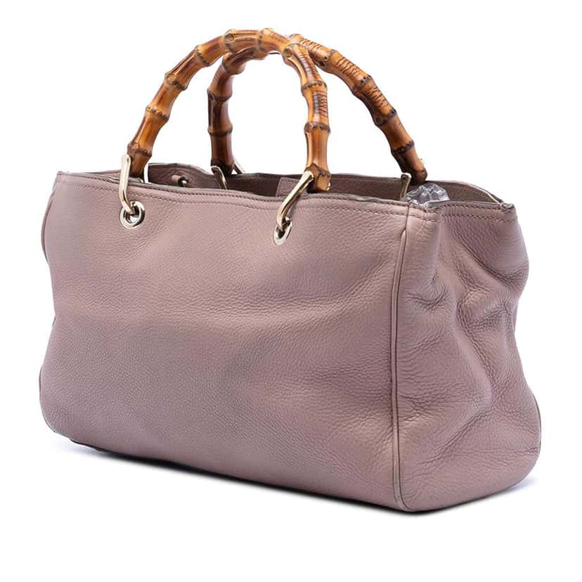 Gucci Medium Calfskin Bamboo Shopper Satchel Brown Leather Very good condition - Back View