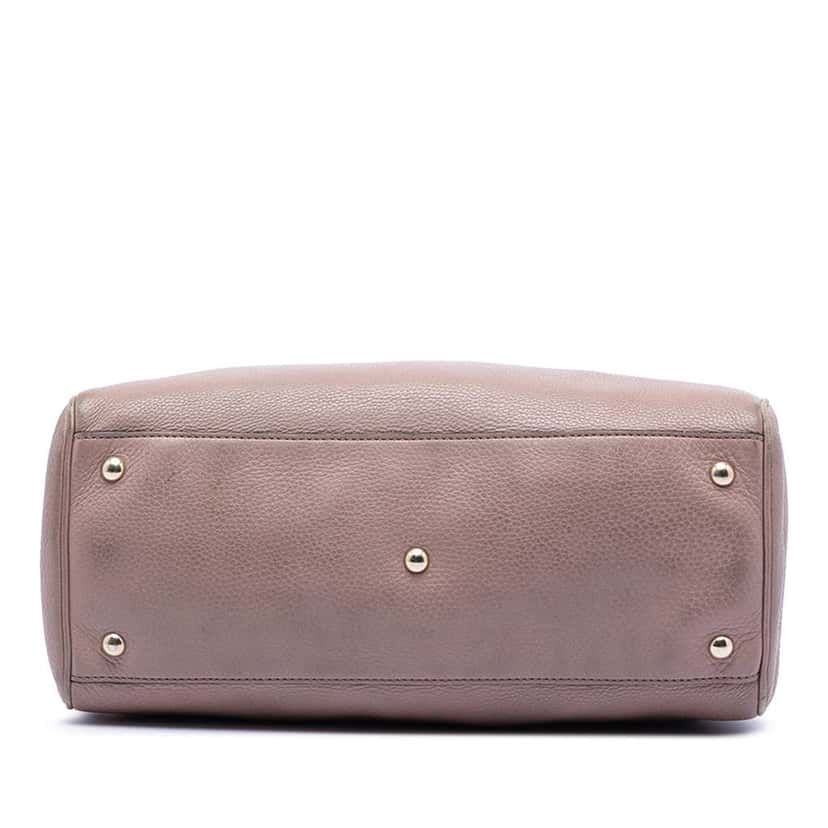 Gucci Medium Calfskin Bamboo Shopper Satchel Brown Leather Very good condition - Inside View