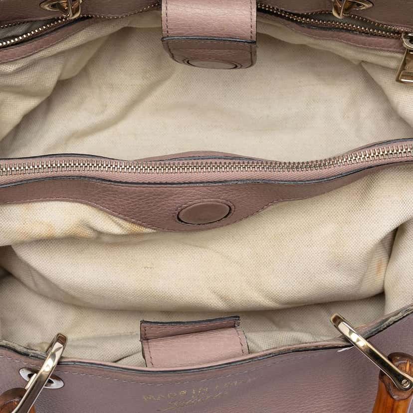 Gucci Medium Calfskin Bamboo Shopper Satchel Brown Leather Very good condition - Model View