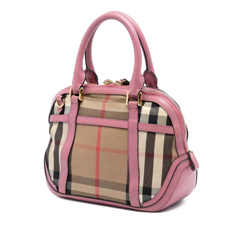Burberry Small Leather Trimmed House Check Canvas Bridle Orchard Satchel Brown Canvas Very good condition - Back View