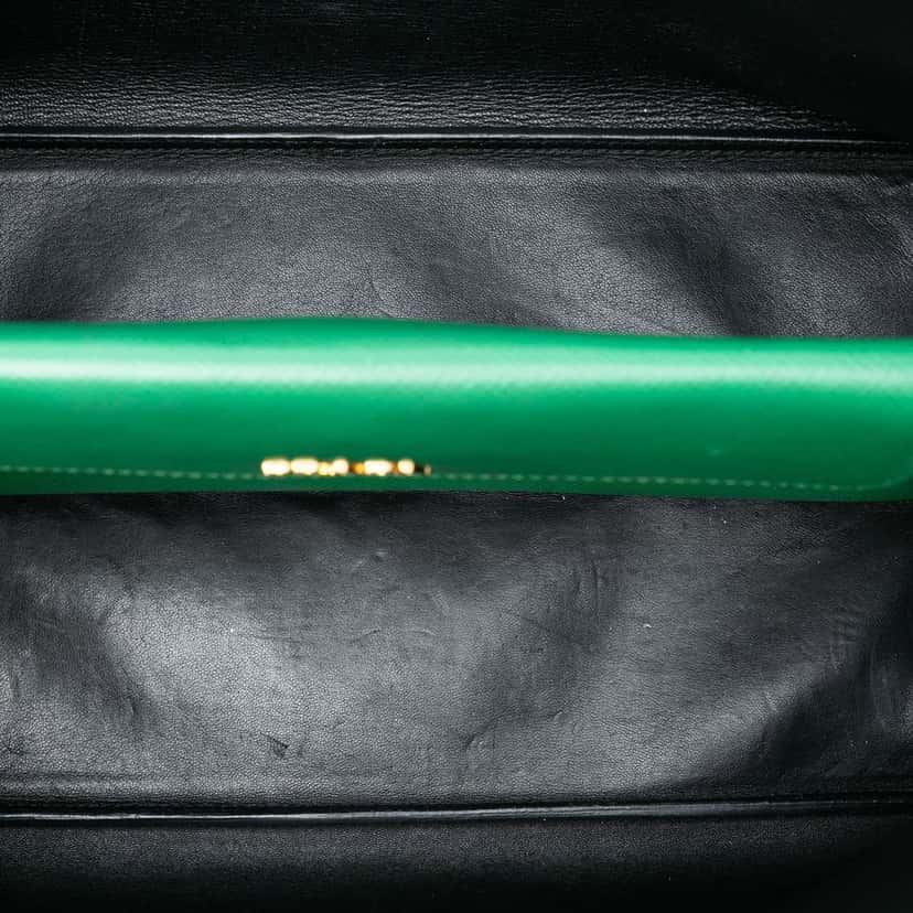 Prada Medium Saffiano Cuir Double Satchel Green Leather Very good condition - Model View