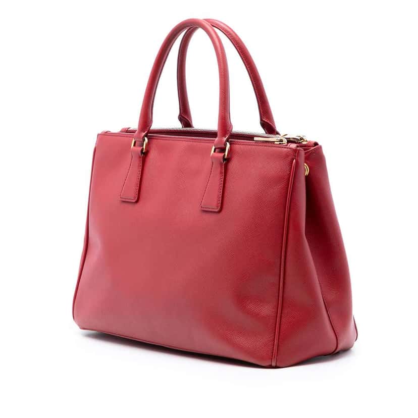 Prada Large Saffiano Lux Galleria Double Zip Satchel Red Leather Very good condition - Back View