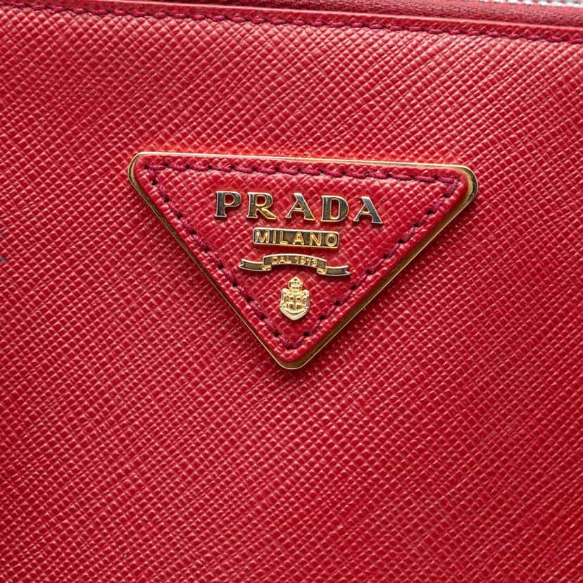 Prada Large Saffiano Lux Galleria Double Zip Satchel Red Leather Very good condition - Box View