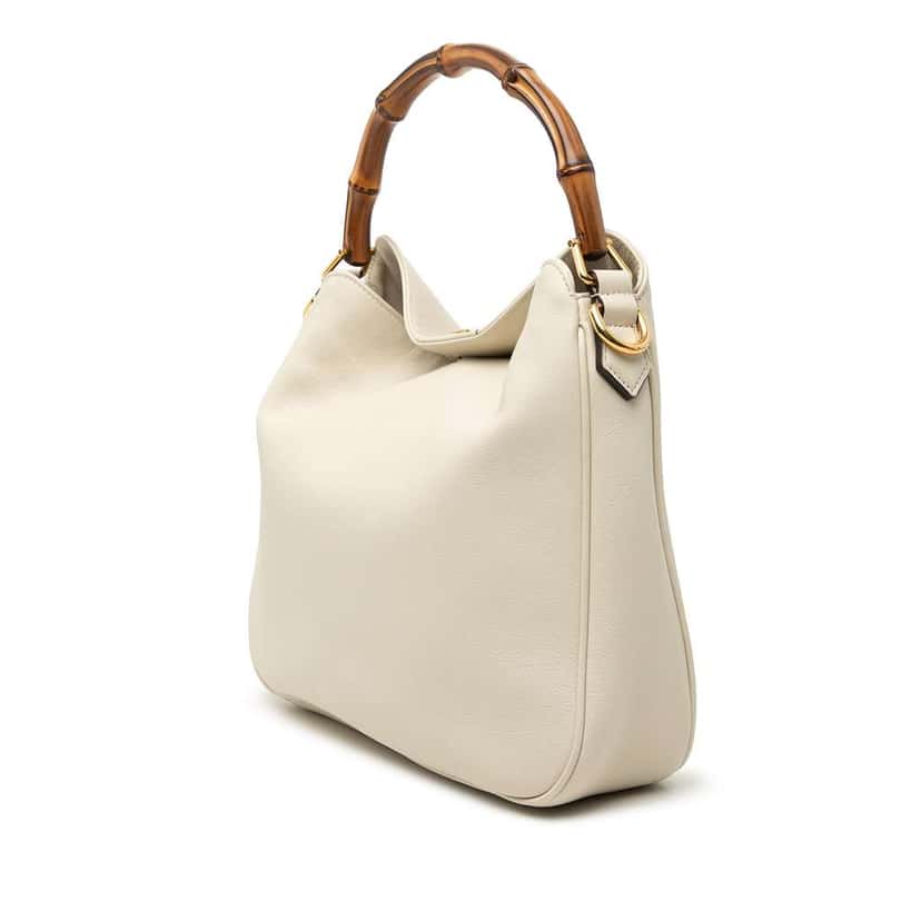 Gucci Medium Leather Bamboo Diana Satchel White Leather Very good condition - Back View