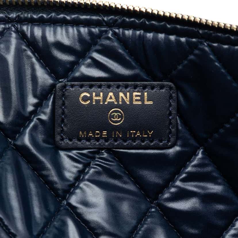 Chanel Large Quilted Nylon Cat Emoticon O Case Clutch Blue Very good condition - Box View