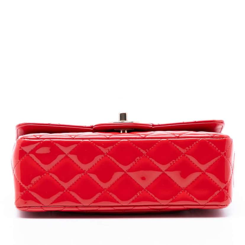 Chanel Mini Rectangular Classic Patent Single Flap Red Leather Very good condition - Inside View