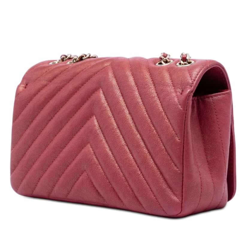 Chanel Small Chevron Caviar Statement Flap Red Leather Very good condition - Back View