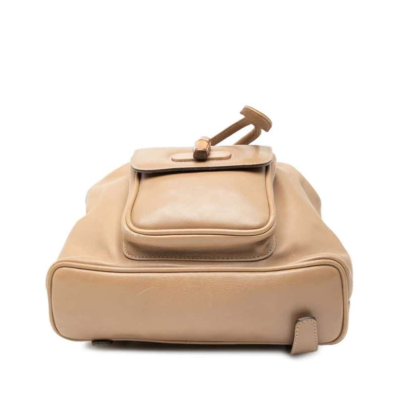 Gucci Leather Bamboo Drawstring Backpack Brown Leather Very good condition - Inside View