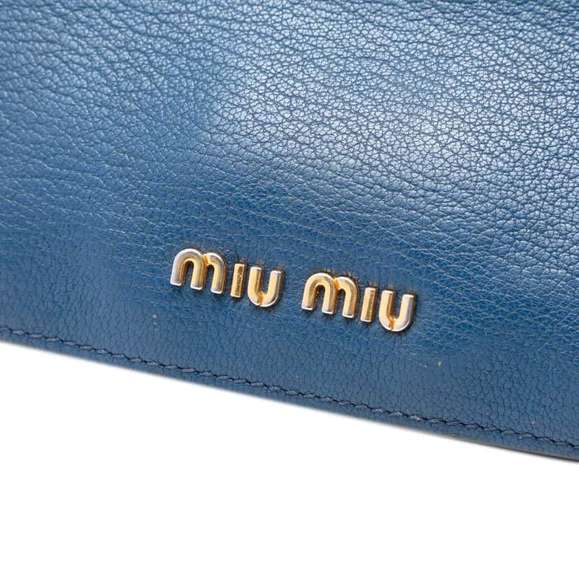 Miu Miu Goatskin Madras Satchel Blue Leather Good condition - Box View