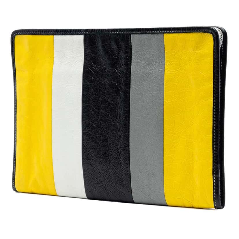 Balenciaga Lambskin Bazar Clutch Yellow Leather Very good condition - Back View