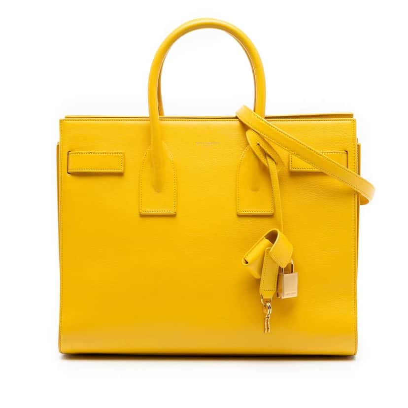 Saint Laurent Small Leather Sac De Jour Satchel Yellow Leather Very good condition - Front View