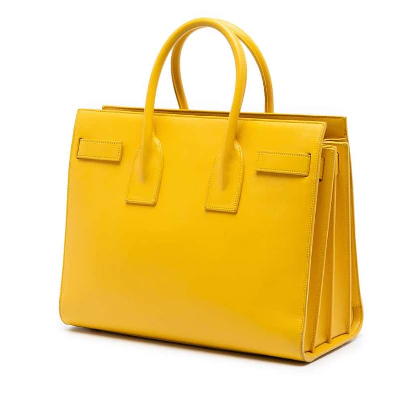 Saint Laurent Small Leather Sac De Jour Satchel Yellow Leather Very good condition - Back View