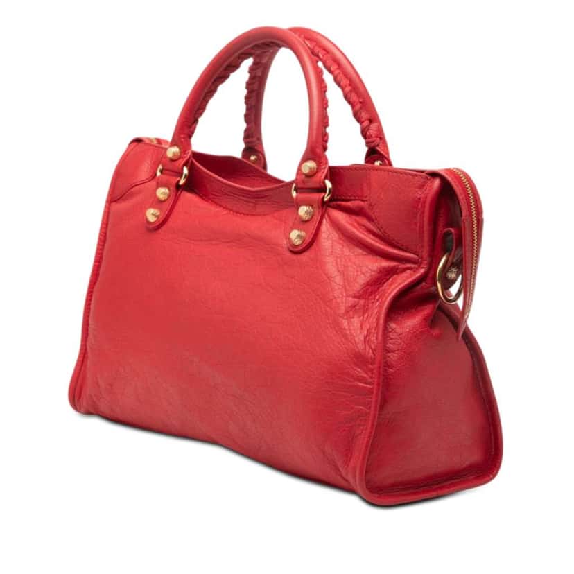 Balenciaga Lambskin Motocross City Giant 12 Satchel Red Leather Very good condition - Back View