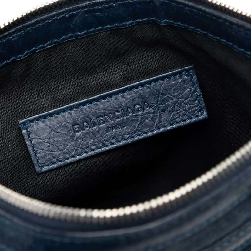 Balenciaga Lambskin Motocross Classic Clip S Clutch Blue Leather Very good condition - Box View