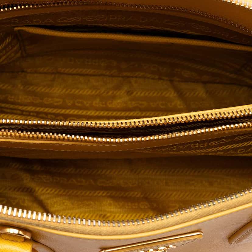 Prada Medium Saffiano Lux Promenade Satchel Yellow Leather Very good condition - Model View