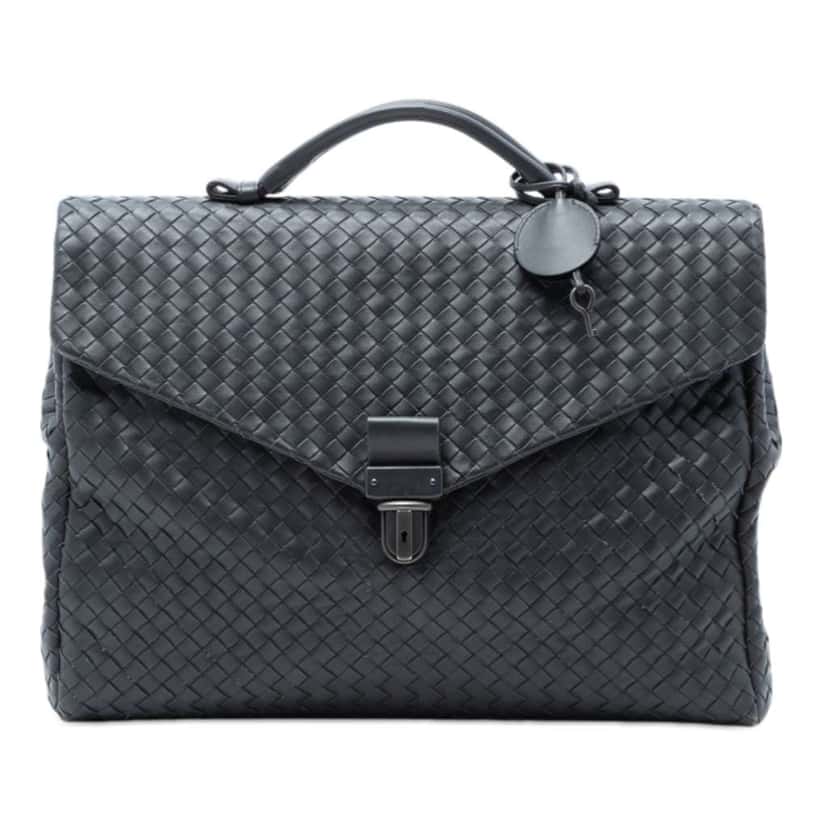 Bottega Veneta Nappa Intrecciato Briefcase Grey Leather Very good condition - Front View