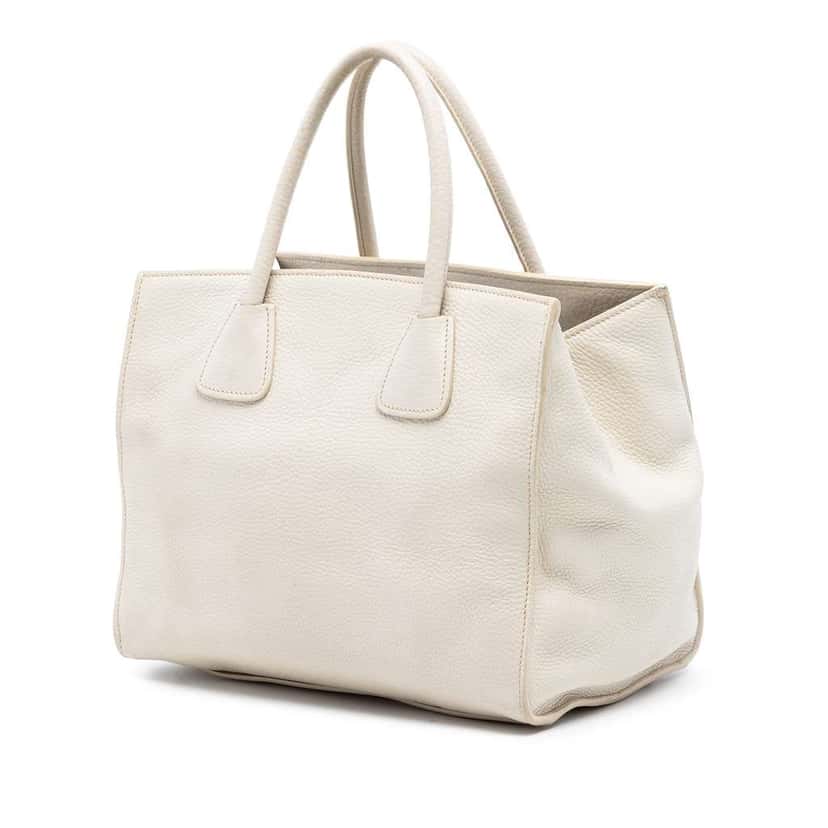 Prada Vitello Daino Front Pocket Open Convertible Tote White Leather Very good condition - Back View