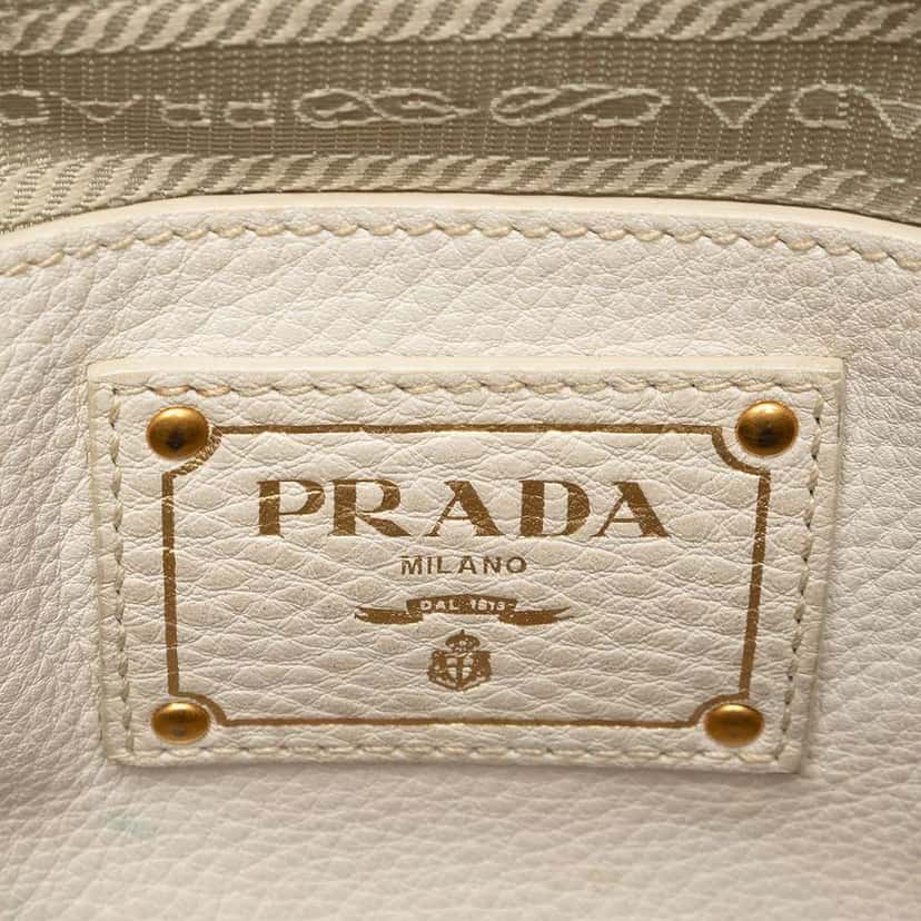 Prada Vitello Daino Front Pocket Open Convertible Tote White Leather Very good condition - Box View