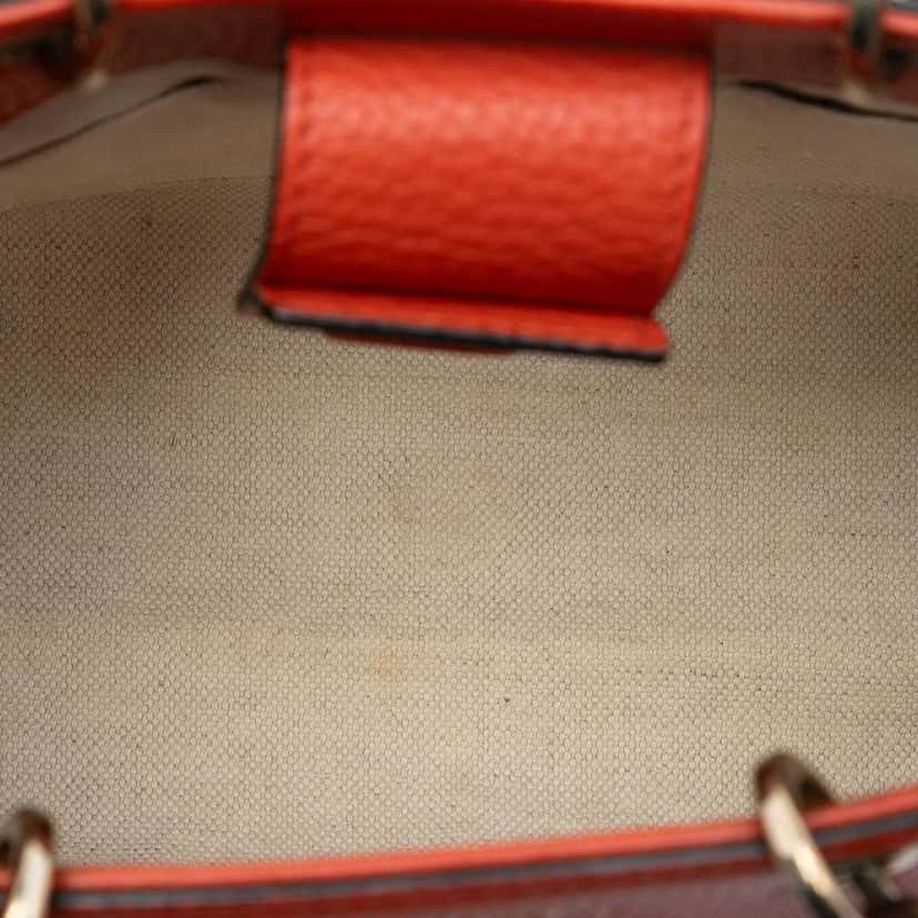 Gucci Mini Calfskin Bamboo Shopper Satchel Orange Leather Very good condition - Model View