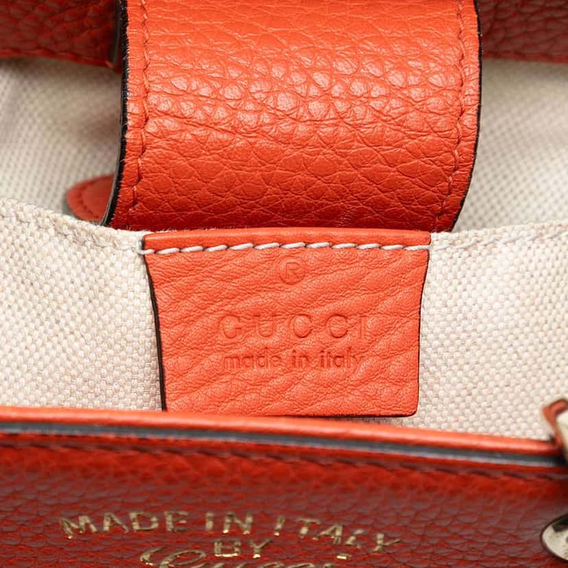 Gucci Mini Calfskin Bamboo Shopper Satchel Orange Leather Very good condition - Box View