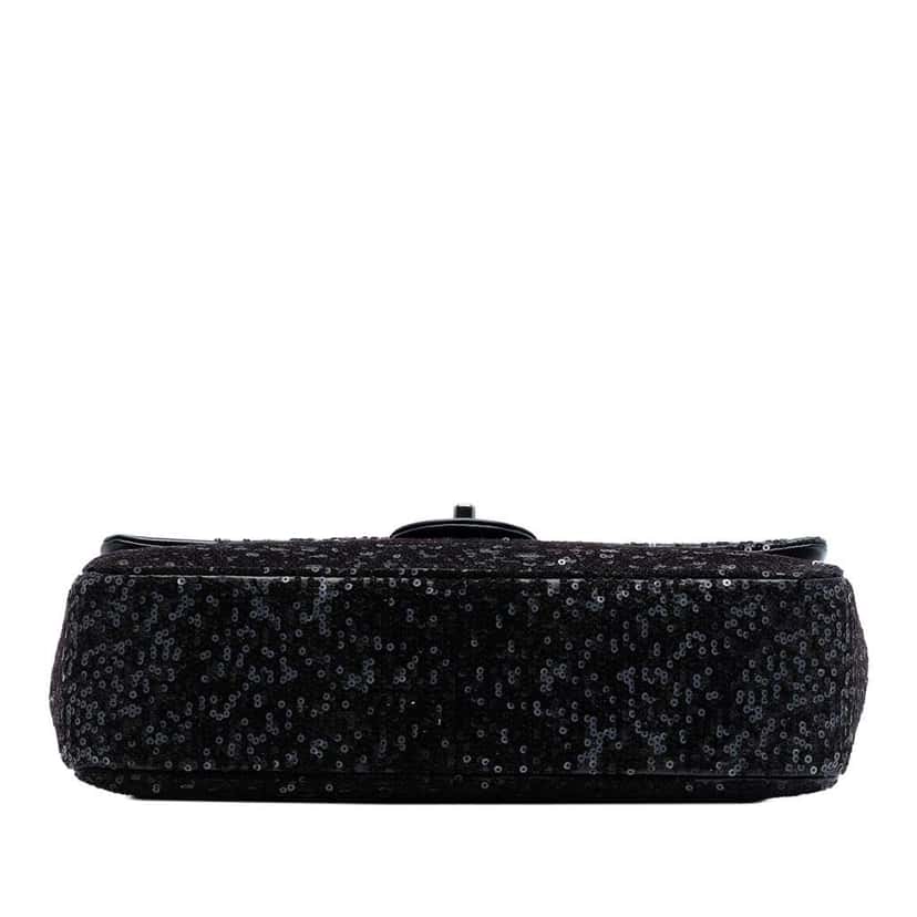Chanel Jumbo Classic Sequins Single Flap Black Leather Very good condition - Inside View
