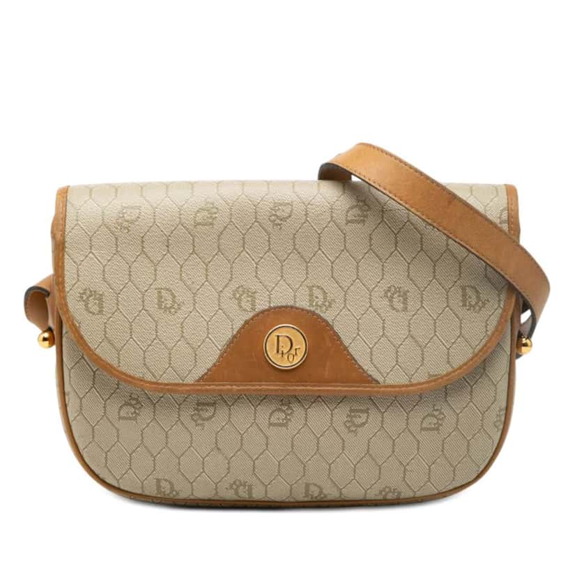 Dior Honeycomb Coated Canvas Crossbody Beige Canvas Very good condition - Front View