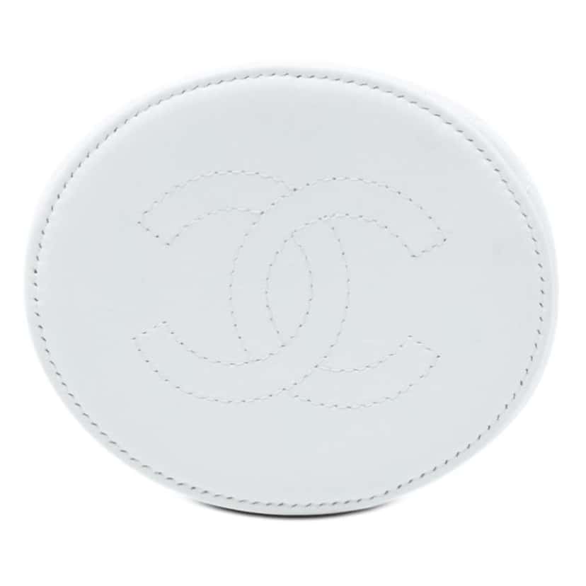 Chanel Mini Quilted Lambskin Ruched Handle Vanity Case White Leather Very good condition - Inside View