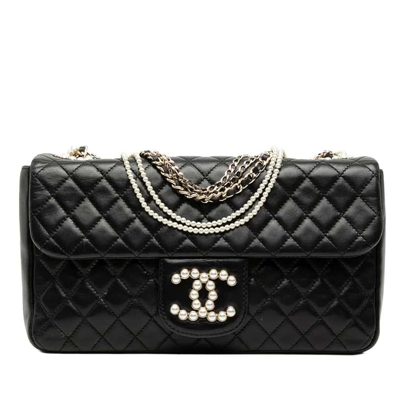Chanel CC Quilted Lambskin Westminster Flap Black Leather Very good condition - Front View