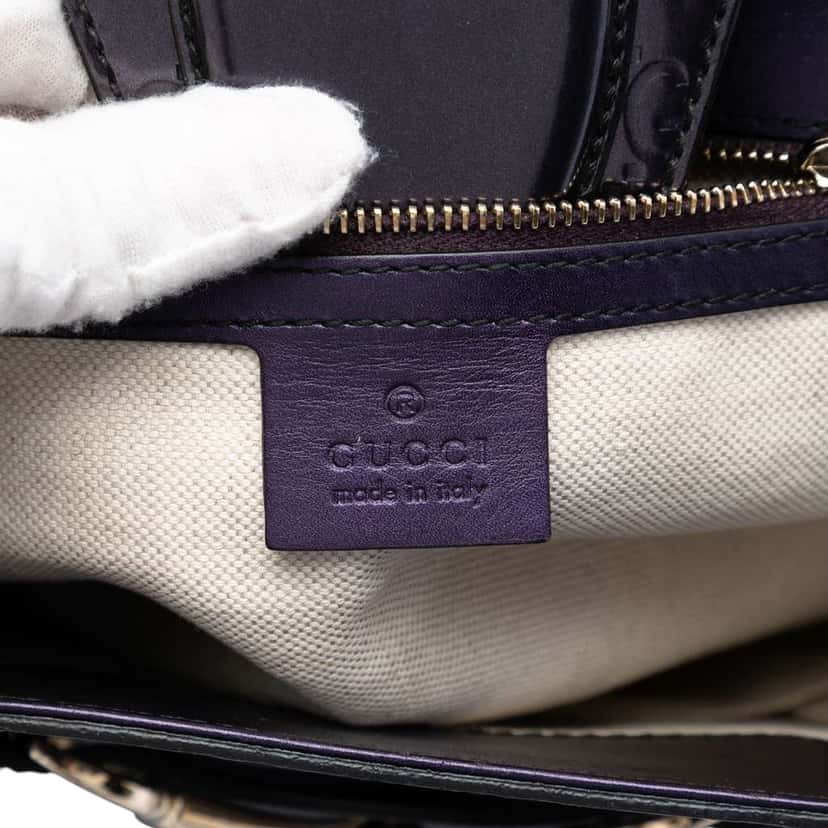 Gucci Large Patent Guccissima Emily Shoulder Bag Purple Leather Very good condition - Box View