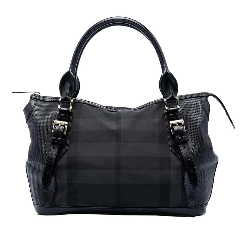 Burberry Beat Check Nylon Ellers Satchel Black Very good condition - Front View
