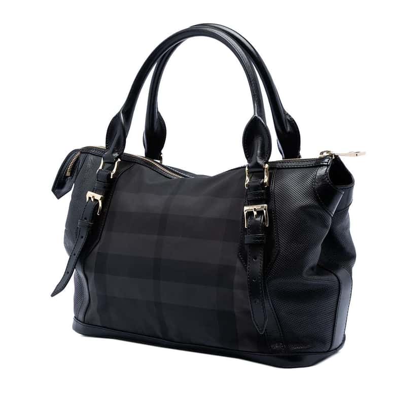 Burberry Beat Check Nylon Ellers Satchel Black Very good condition - Back View