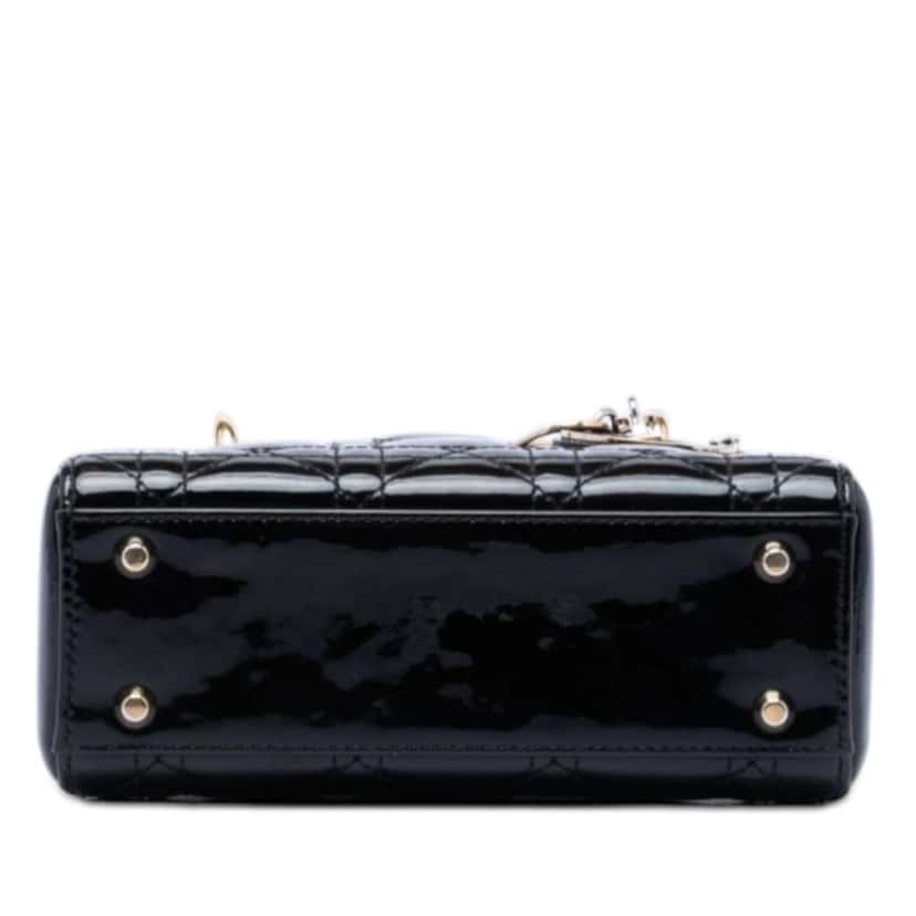 Dior Mini Patent Cannage Lady Dior Black Leather Very good condition - Inside View