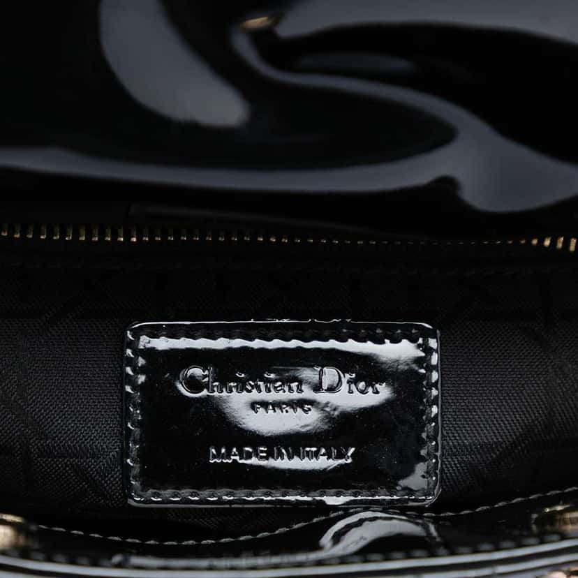 Dior Mini Patent Cannage Lady Dior Black Leather Very good condition - Box View