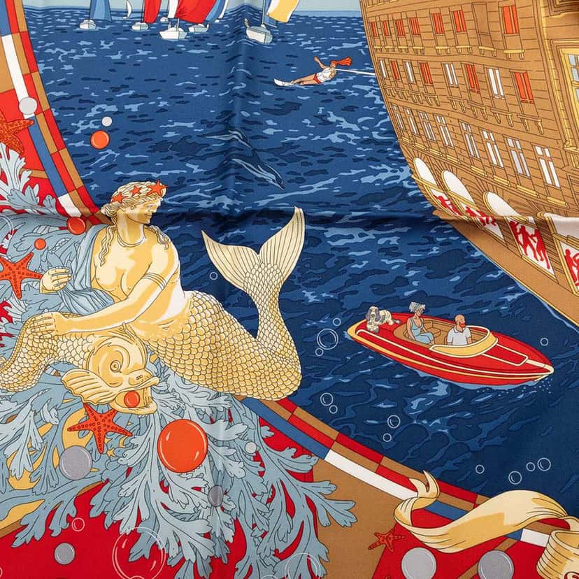 Hermès Flagship Silk Scarf 90 Red Silk Very good condition - Inside View