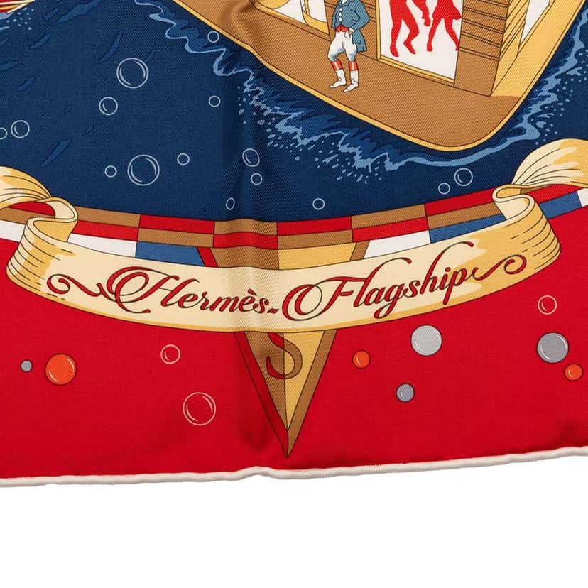 Hermès Flagship Silk Scarf 90 Red Silk Very good condition - Box View