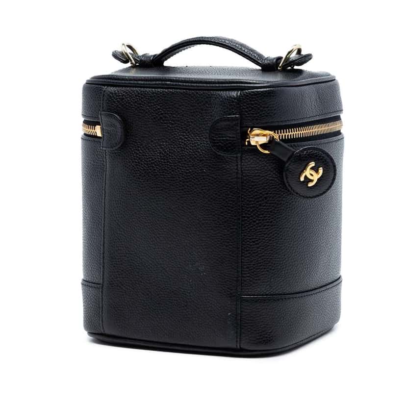 Chanel CC Caviar Vanity Bag Black Leather Very good condition - Back View